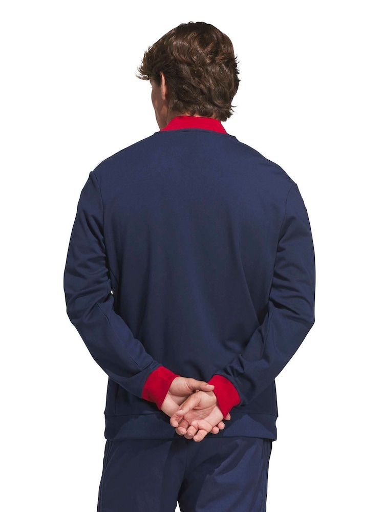 Adidas Golf Blue adidas original F 3-Stripe Quarter Zip Sweat Top - Image 2 of 6