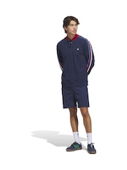 Adidas Golf Blue adidas original F 3-Stripe Quarter Zip Sweat Top - Image 3 of 6