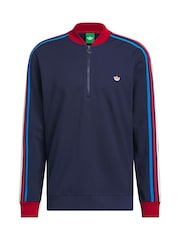 Adidas Golf Blue adidas original F 3-Stripe Quarter Zip Sweat Top - Image 6 of 6