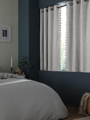 Grey Next Textured Tassel Edge Eyelet Blackout/Thermal Curtains - Image 8 of 11