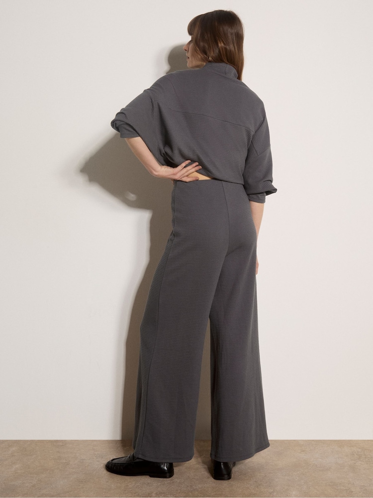 Apricot Waffle Jersey Knit Wide-Leg Joggers - Image 2 sur 5