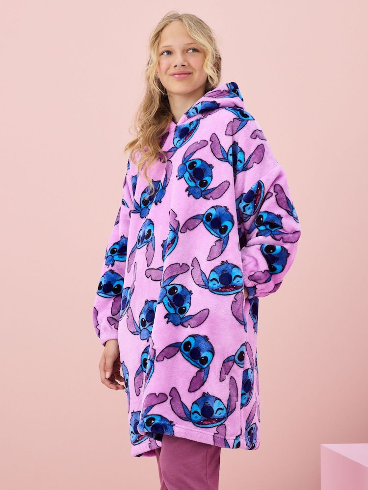 Lilac Purple Lilo And Stitch License Hooded Blanket (3-16yrs) - Image 1 of 8