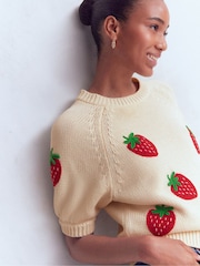 Boden Cream Margot Puff Sleeve T-Shirt - Image 5 of 7