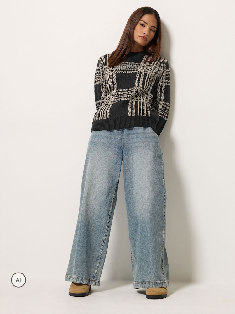 블랙 - PixieGirl Petite Check Knitted Jumper - 6의 이미지 2