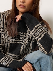 블랙 - PixieGirl Petite Check Knitted Jumper - 6의 이미지 4