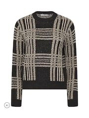 블랙 - PixieGirl Petite Check Knitted Jumper - 6의 이미지 5
