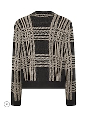 블랙 - PixieGirl Petite Check Knitted Jumper - 6의 이미지 6