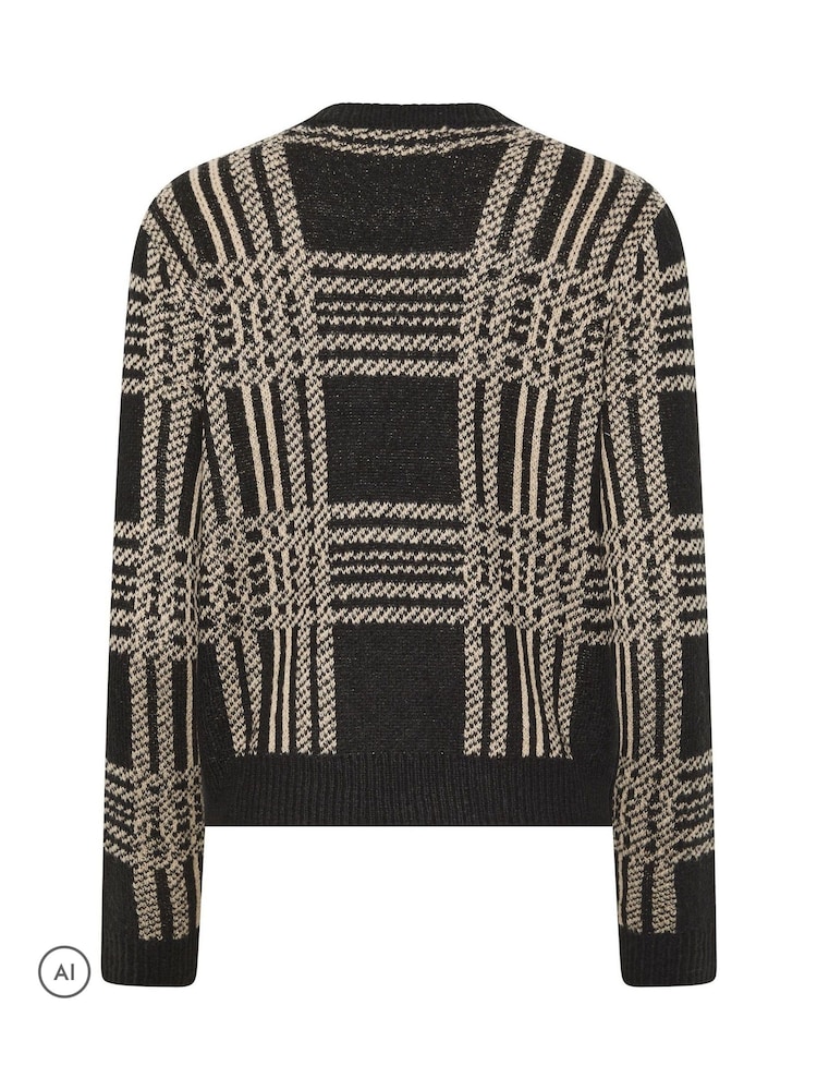블랙 - PixieGirl Petite Check Knitted Jumper - 6의 이미지 6
