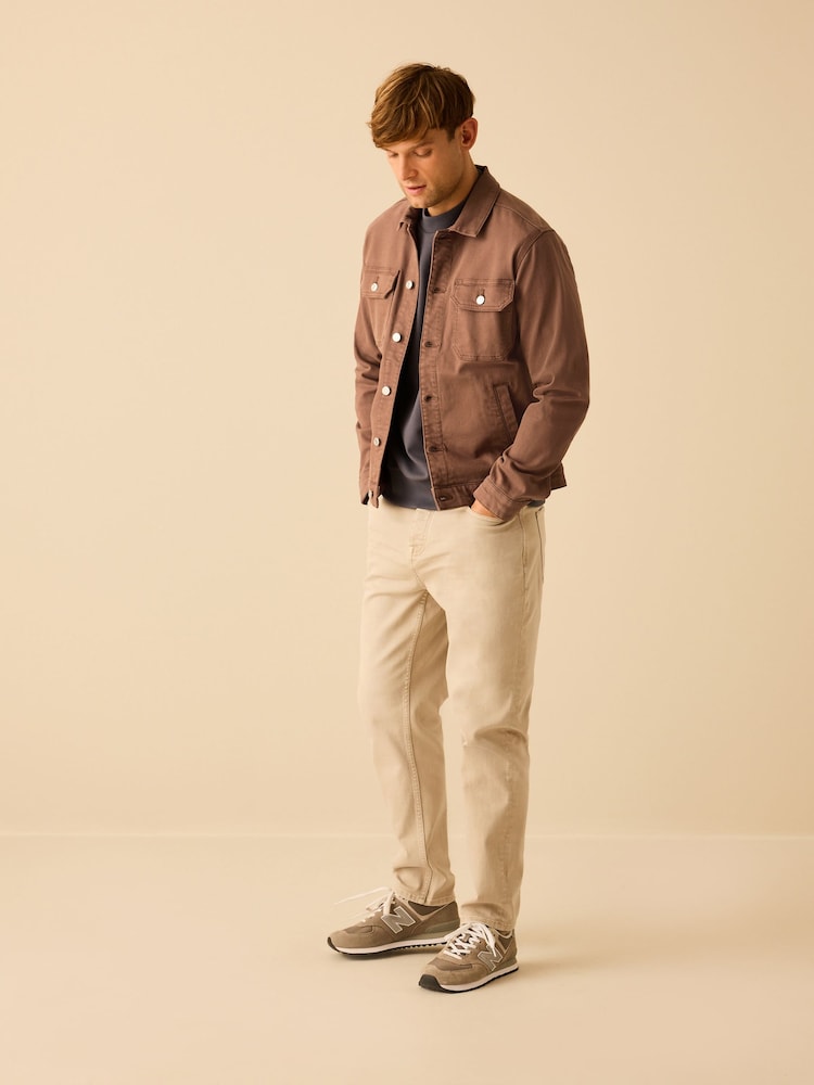 Rust Brown Denim Trucker Jacket - Image 2 of 10