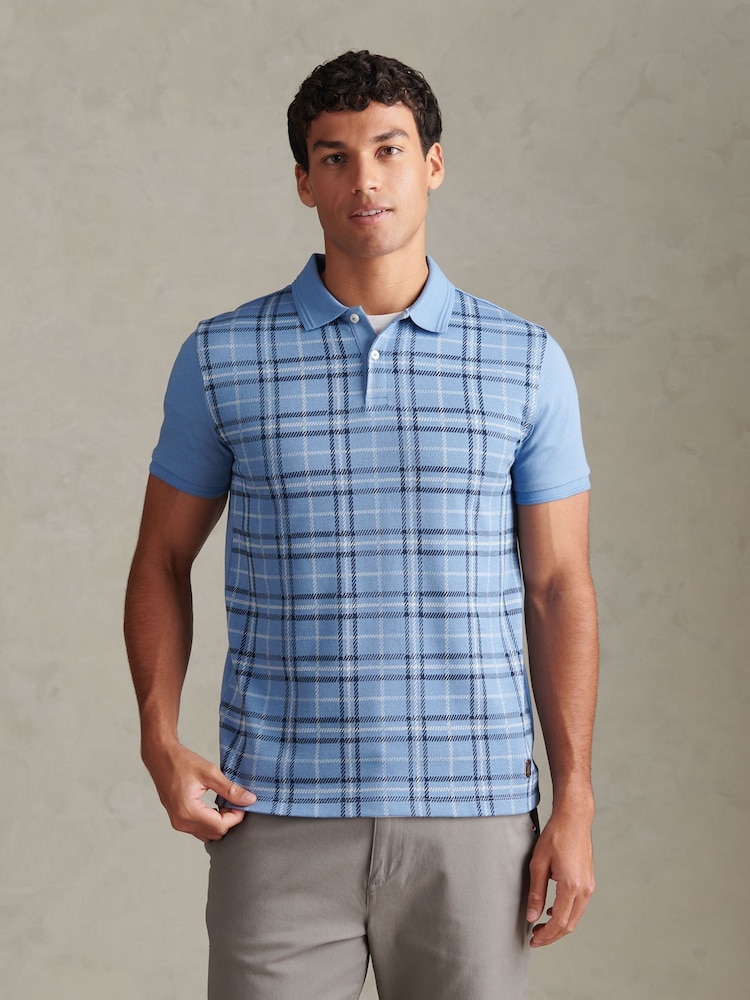 Azul - U.S. Polo Assn Jacquard Check Polo Shirt - Imagen 1 de 7