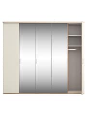 Wiemann Peyton Rustic Oak / White Glass and Mirror Semi Fitted 5 Door Wardrobe - Image 4 of 4
