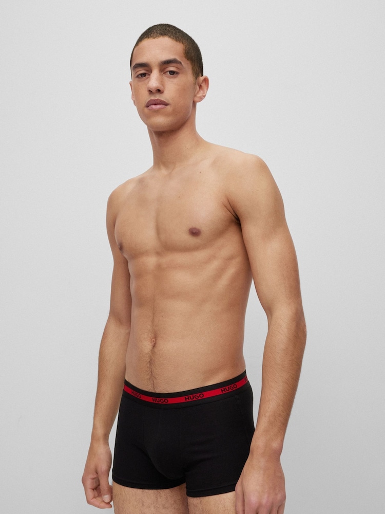 HUGO Black Black Logo Waistband Boxers 3 Pack - Image 2 of 5