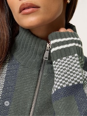 PixieGirl Petite Green Check Funnel Neck Bomber Jacket - Image 4 of 6