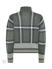 PixieGirl Petite Green Check Funnel Neck Bomber Jacket - Image 6 of 6