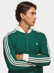 Adidas Golf Green adidas original F 3-Stripe Quarter Zip Sweat Top - Image 4 of 6