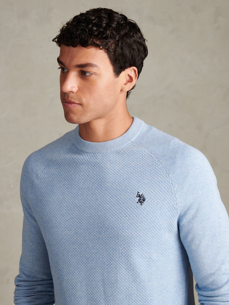 U.S. Polo Assn Herre Moss Stitch Raglan Crew Neck Genser - Bilde 2 av 4