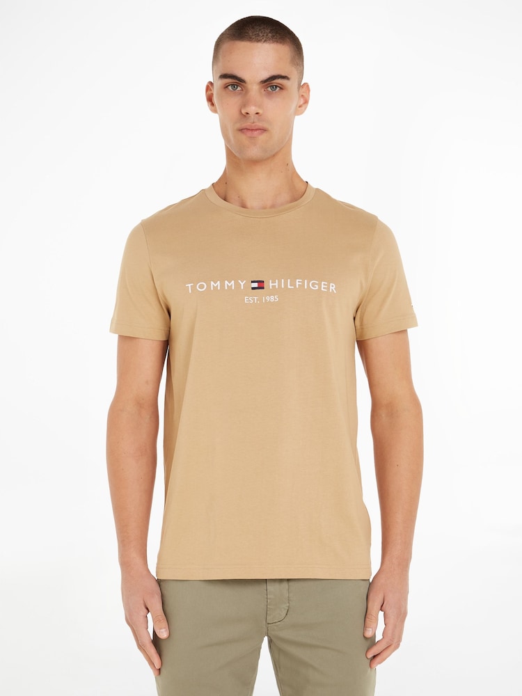 Кремовый - Футболка Tommy Hilfiger с логотипом - Image 1 of 6