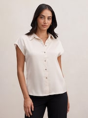 Forever New Cream Nelly Grown On Sleeves Shirt - Image 1 of 5