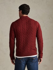 U.S. Polo Assn Red Cable Knit Quarter-Zip Funnel Neck Jumper - Image 4 of 6