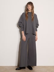 Apricot Grey Waffle Jersey Knit Oversized Top - Image 1 of 5