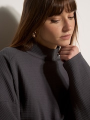 Apricot Grey Waffle Jersey Knit Oversized Top - Image 2 of 5