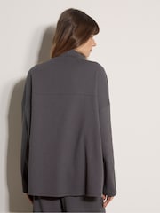 Apricot Grey Waffle Jersey Knit Oversized Top - Image 4 of 5