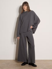 Apricot Grey Waffle Jersey Knit Oversized Top - Image 5 of 5