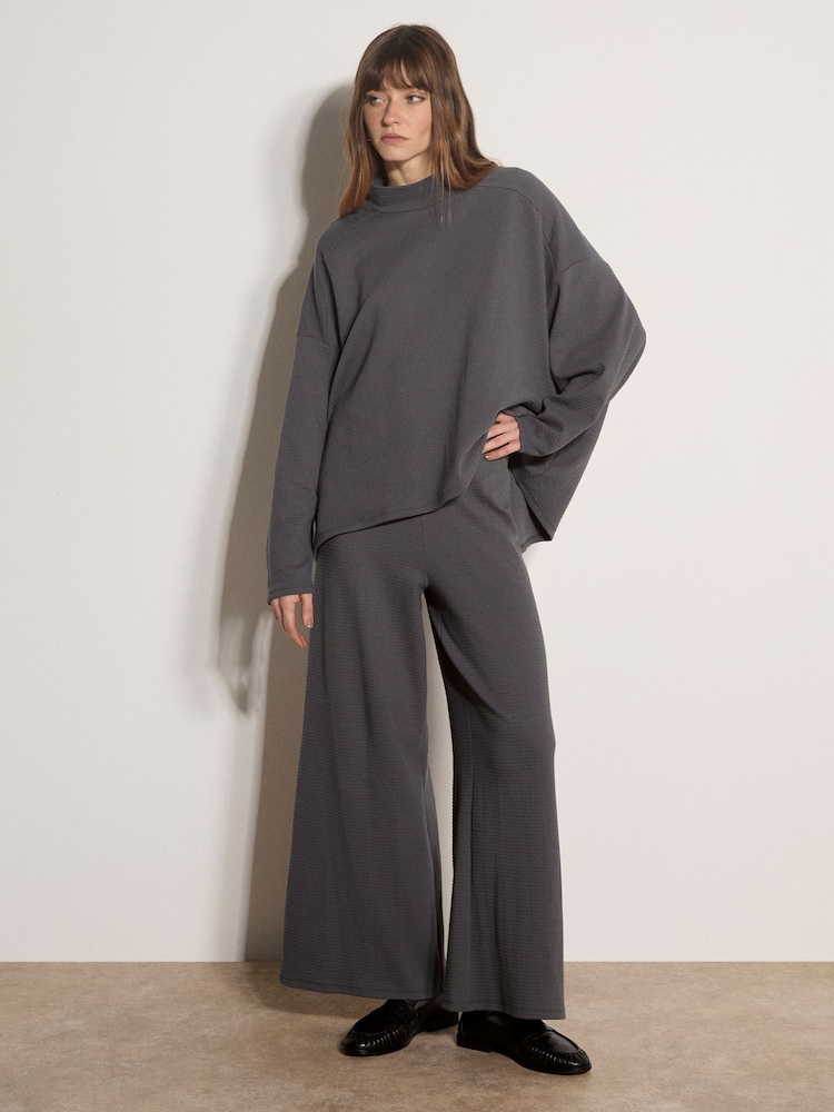 Apricot Grey Waffle Jersey Knit Oversized Top - Image 5 of 5 Apricot Grey Waffle Jersey Knit Oversized Top - Image 5 of 5