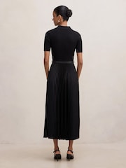 Forever New Black Priya Petite Satin Pleated Dress - Image 2 of 4