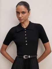 Forever New Black Priya Petite Satin Pleated Dress - Image 3 of 4