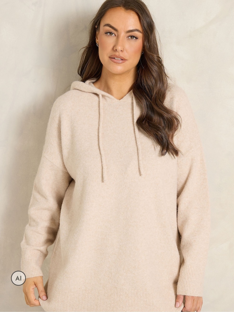 Evans Cream Knitted Hoodie - Image 1 of 6 Evans Cream Knitted Hoodie - Image 1 of 6
