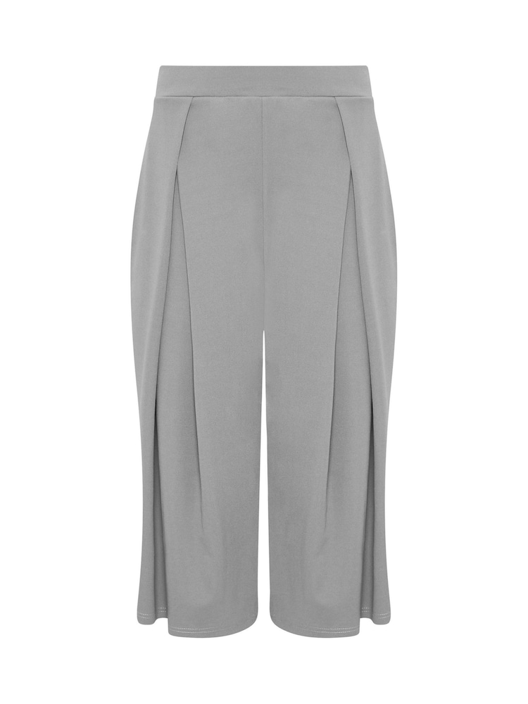 PixieGirl Petite Grey Pleated Wrap Wide Leg Cropped Trousers - Image 5 of 5 PixieGirl Petite Grey Pleated Wrap Wide Leg Cropped Trousers - Image 5 of 5