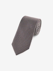 Navy Blue/Neutral Brown Textured Signature Made In Italy Geometric Tie - Image 1 of 3