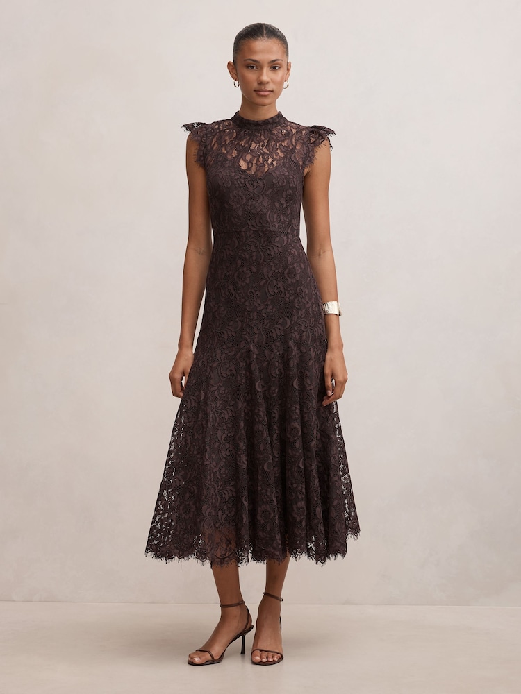 Forever New Brown Arielle Lace Midi Dress - Image 1 of 4 Forever New Brown Arielle Lace Midi Dress - Image 1 of 4