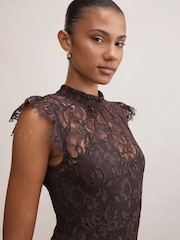 Forever New Brown Arielle Lace Midi Dress - Image 3 of 4
