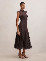 Forever New Brown Arielle Lace Midi Dress - Image 4 of 4