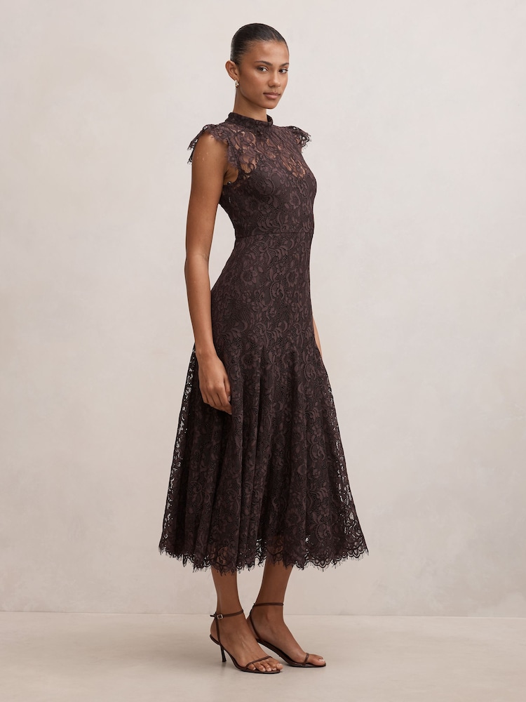 Forever New Brown Arielle Lace Midi Dress - Image 4 of 4 Forever New Brown Arielle Lace Midi Dress - Image 4 of 4