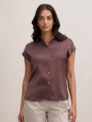 Forever New Brown Nelly Grown On Sleeves Shirt - Image 1 of 5