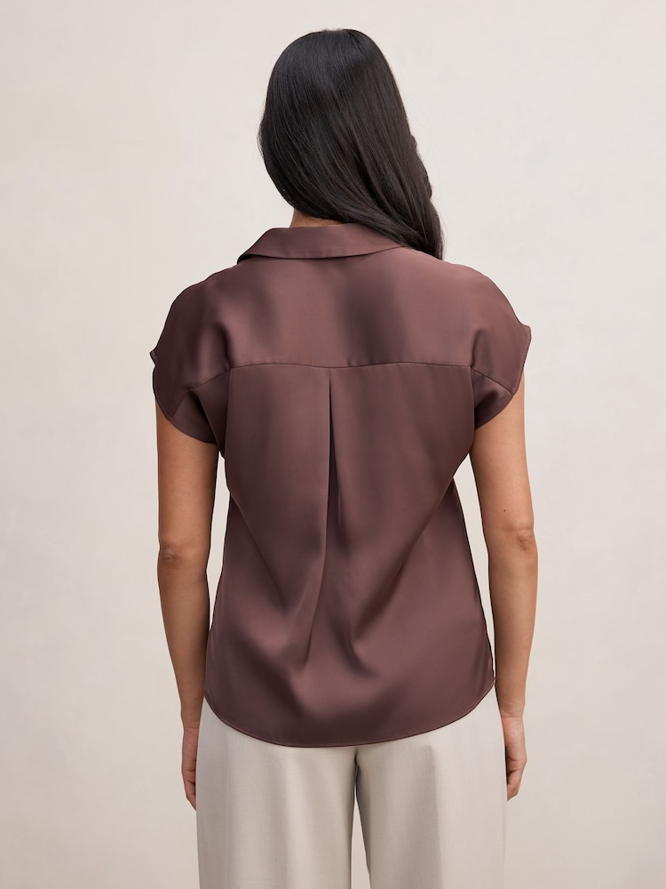 Forever New Brown Nelly Grown On Sleeves Shirt - Image 2 of 5 Forever New Brown Nelly Grown On Sleeves Shirt - Image 2 of 5