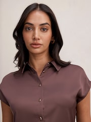 Forever New Brown Nelly Grown On Sleeves Shirt - Image 3 of 5
