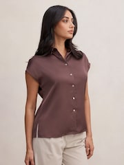 Forever New Brown Nelly Grown On Sleeves Shirt - Image 4 of 5