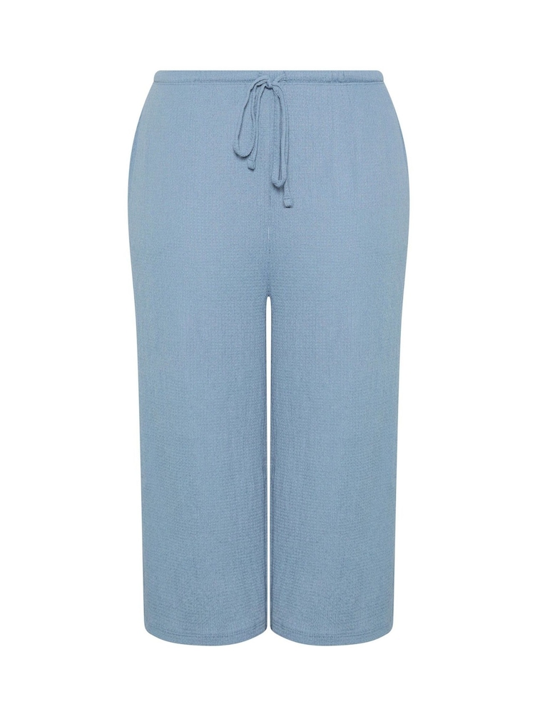 Yours Curve Blue Skinny Waist Crinkle Culottes - Image 5 of 5 Yours Curve Blue Skinny Waist Crinkle Culottes - Image 5 of 5