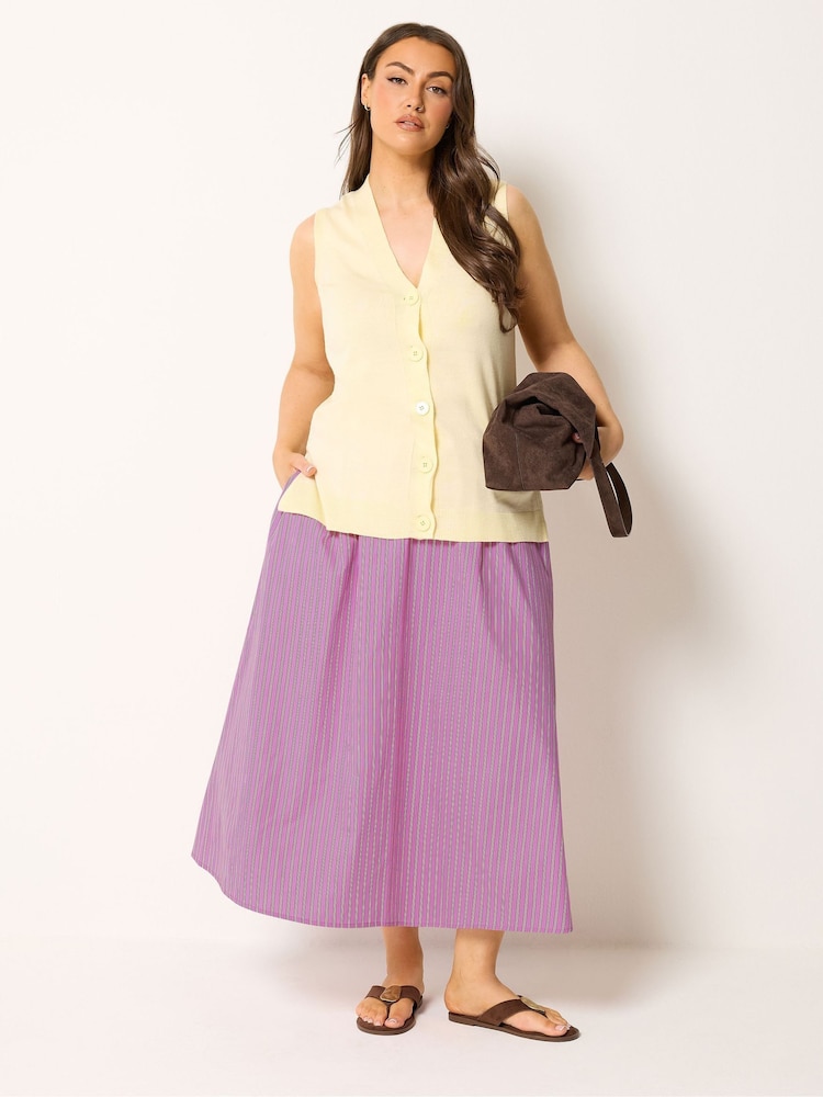 Yours Curve Pink Stripe Skirt - Image 2 of 5 Yours Curve Pink Stripe Skirt - Image 2 of 5