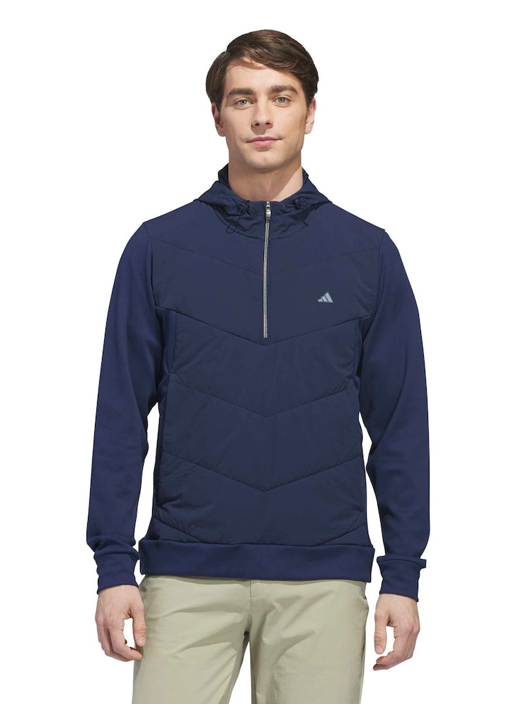 adidas Golf Blue Ultimate365 Tour Quilted Hooded Anorak Jacket - Image 1 of 6 adidas Golf Blue Ultimate365 Tour Quilted Hooded Anorak Jacket - Image 1 of 6