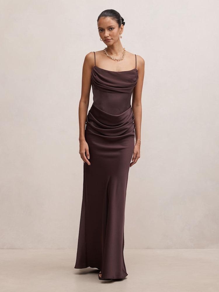 Forever New Brown Claudia Petite Corset Maxi Dress - Image 1 of 4 Forever New Brown Claudia Petite Corset Maxi Dress - Image 1 of 4