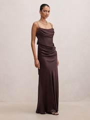 Forever New Brown Claudia Petite Corset Maxi Dress - Image 3 of 4