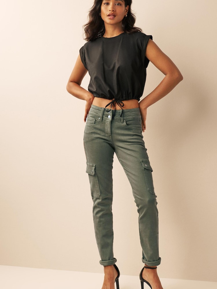 Khaki Green Lift, Slim And Shape Slim Cargo Jeans - Image 2 of 6
