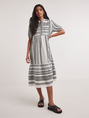 JD Williams Monochrome Smock White Dress - Image 1 of 4