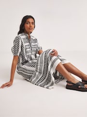 JD Williams Monochrome Smock White Dress - Image 3 of 4