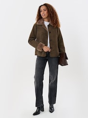 Threadbare Brown Faux Suede Shacket with Collar - Image 2 of 4